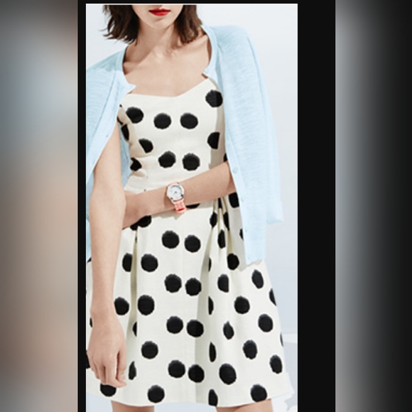 LOFT Dress White Black Polka Dot straps Cut OutBack Cotton Fit & Flare - Picture 10 of 10